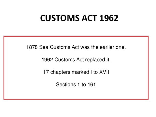 Customs Act 1962 Pdf